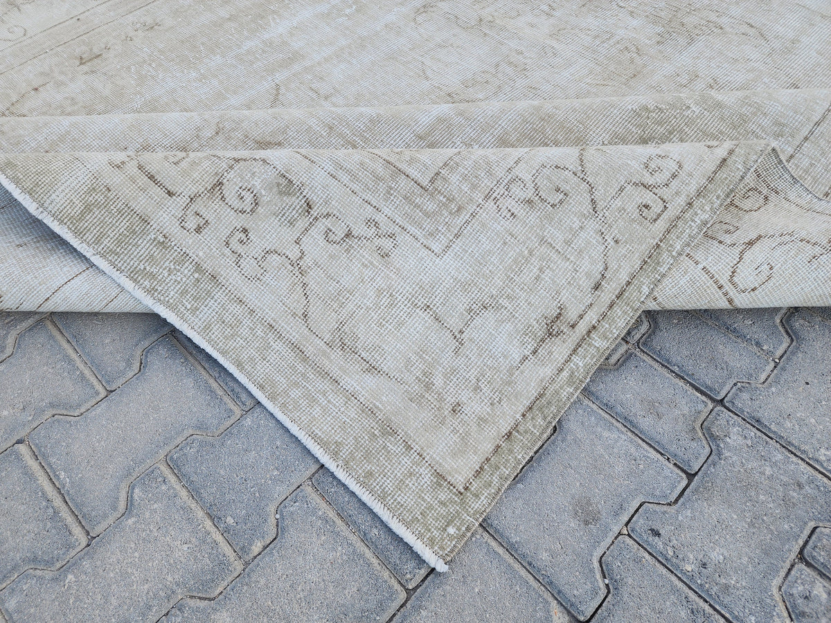 7x10 Turkish Rug, Beige Wool Hand Made, Home Interior Decor
