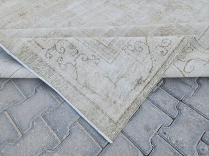 7x10 Turkish Rug, Beige Wool Hand Made, Home Interior Decor