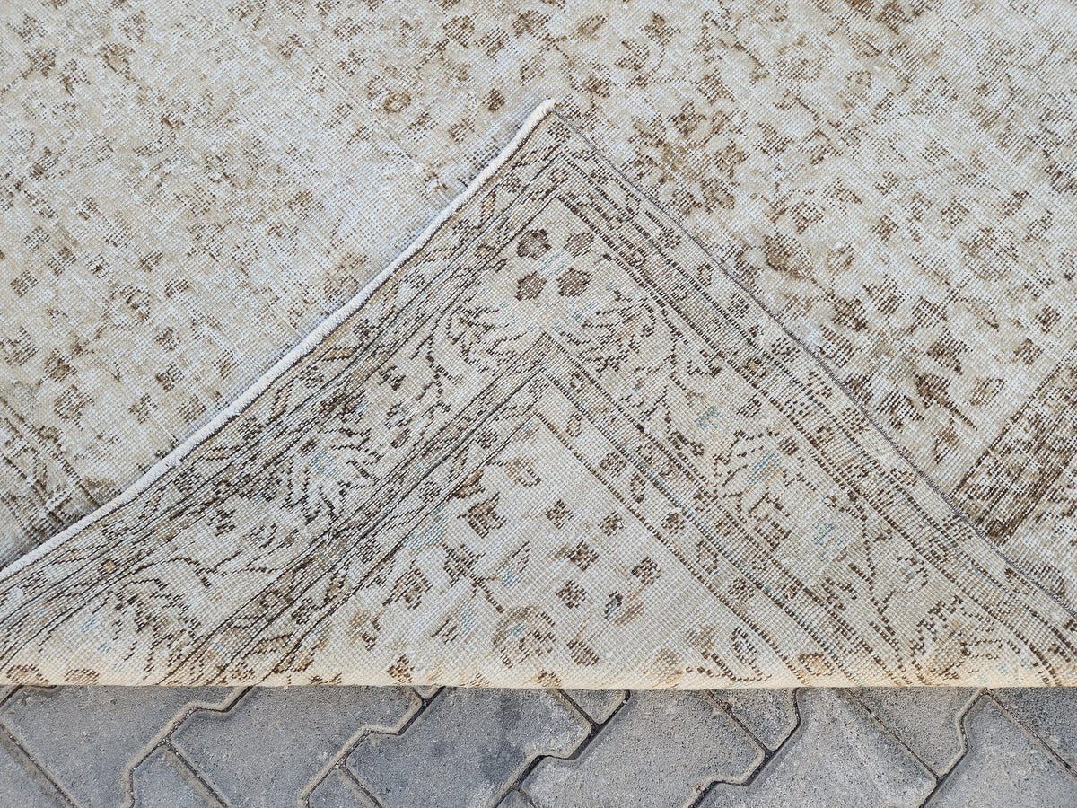 Wool Turkish Rug 6x10: Beige Isparta Rug, Muted Design