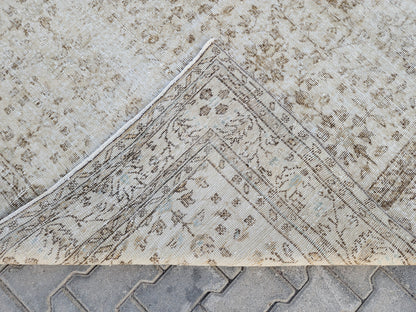Wool Turkish Rug 6x10: Beige Isparta Rug, Muted Design