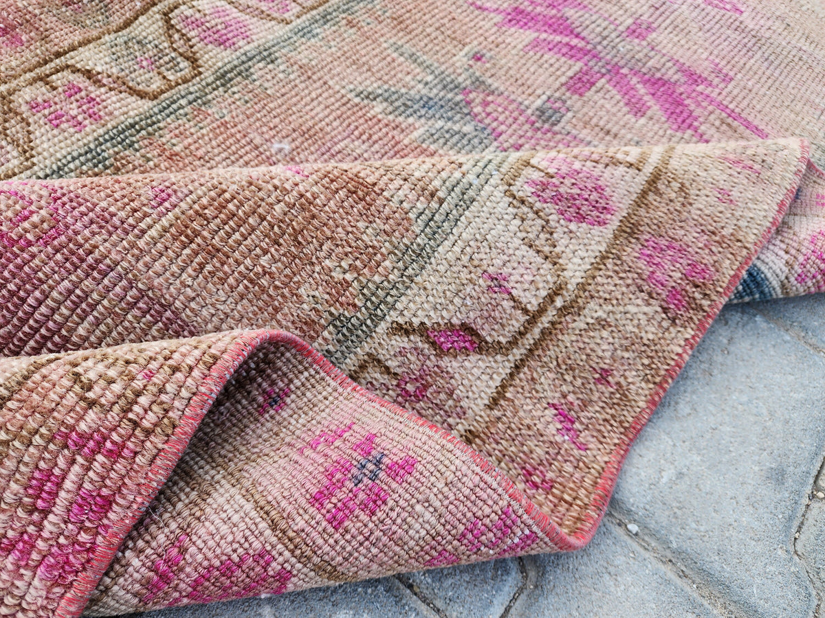 Hand Woven Wool Runner Rug 2x11: Vintage Turkish Herki Rug