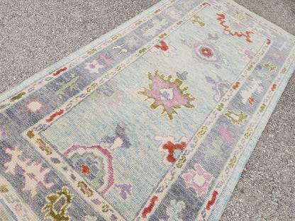 3x6 Oushak Rug: Pastel Turkish Wool Runner, Boho Hallway Rug