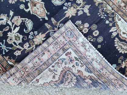 4x9 Hand Made Runner Rug: Navy Blue, Home Rustic Entry Decor