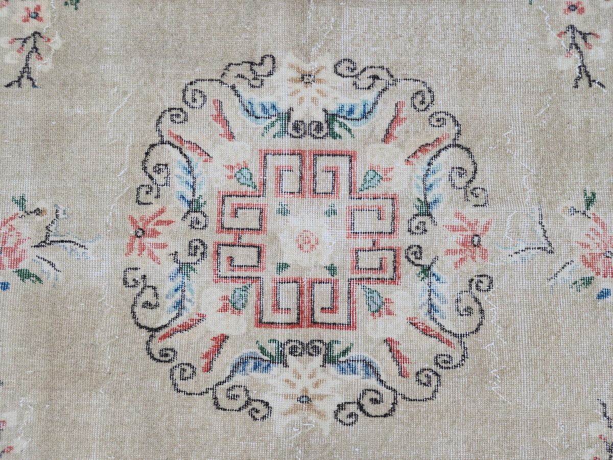 Turkish Area Rug 7x10, Living Room Boho Decor, Rustic Hand Made Wool
