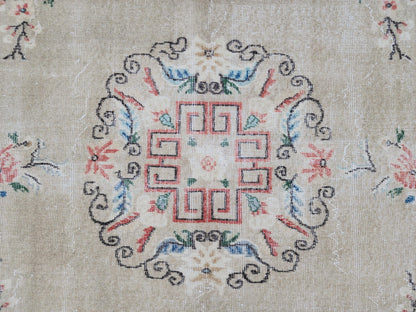 Turkish Area Rug 7x10, Living Room Boho Decor, Rustic Hand Made Wool