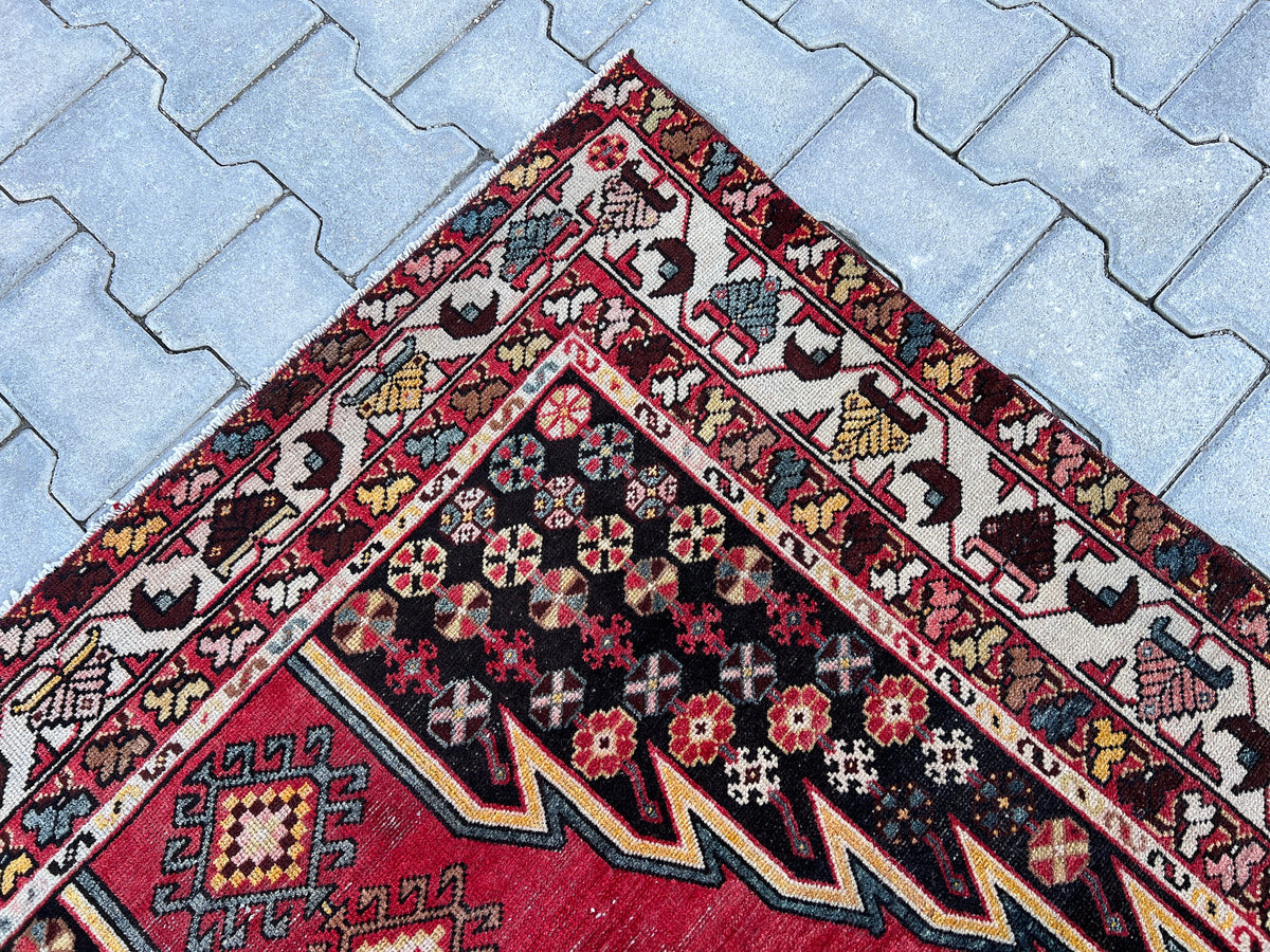 4x6 Vintage Turkish Wool Rug: Distressed Oushak Area Rug