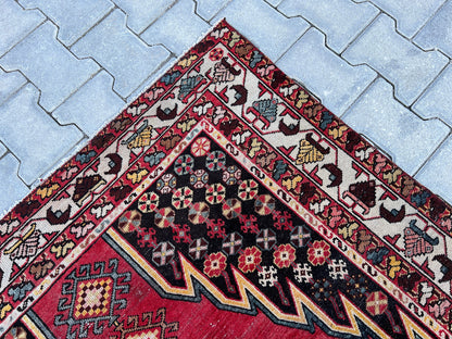 4x6 Vintage Turkish Wool Rug: Distressed Oushak Area Rug