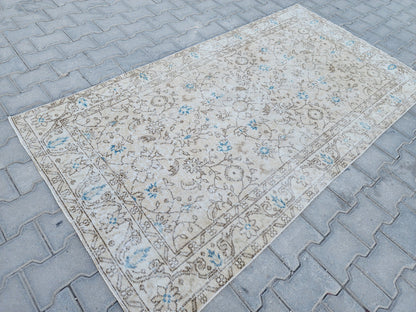 Handwoven Turkish Oushak Rug 4x7: Wool & Cotton Blend