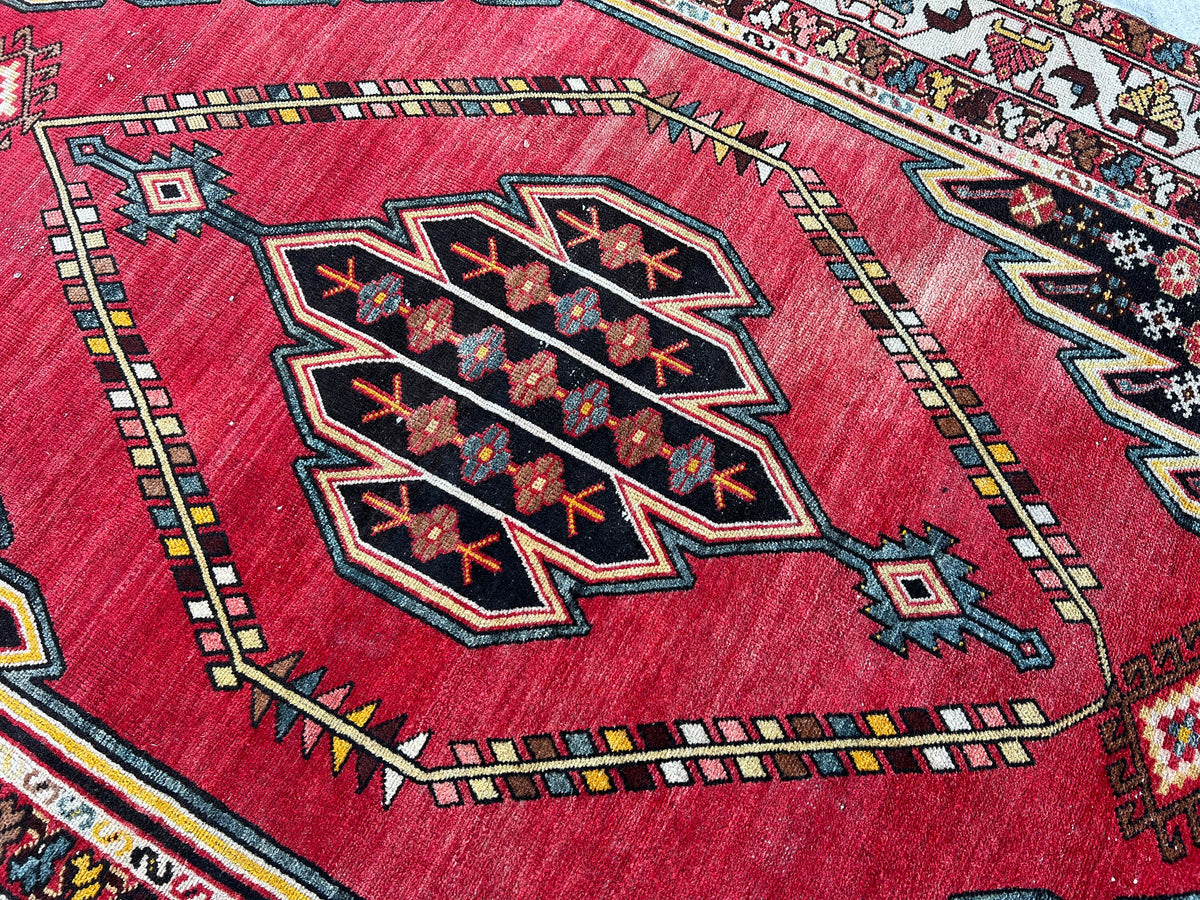 4x6 Vintage Turkish Wool Rug: Distressed Oushak Area Rug