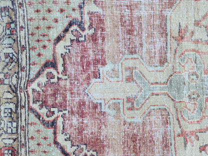 4x7 Vintage Boho Area Rug, Rustic Hand Knotted Up Cycled Wool, Eco Friendly, Turkish Hand Made