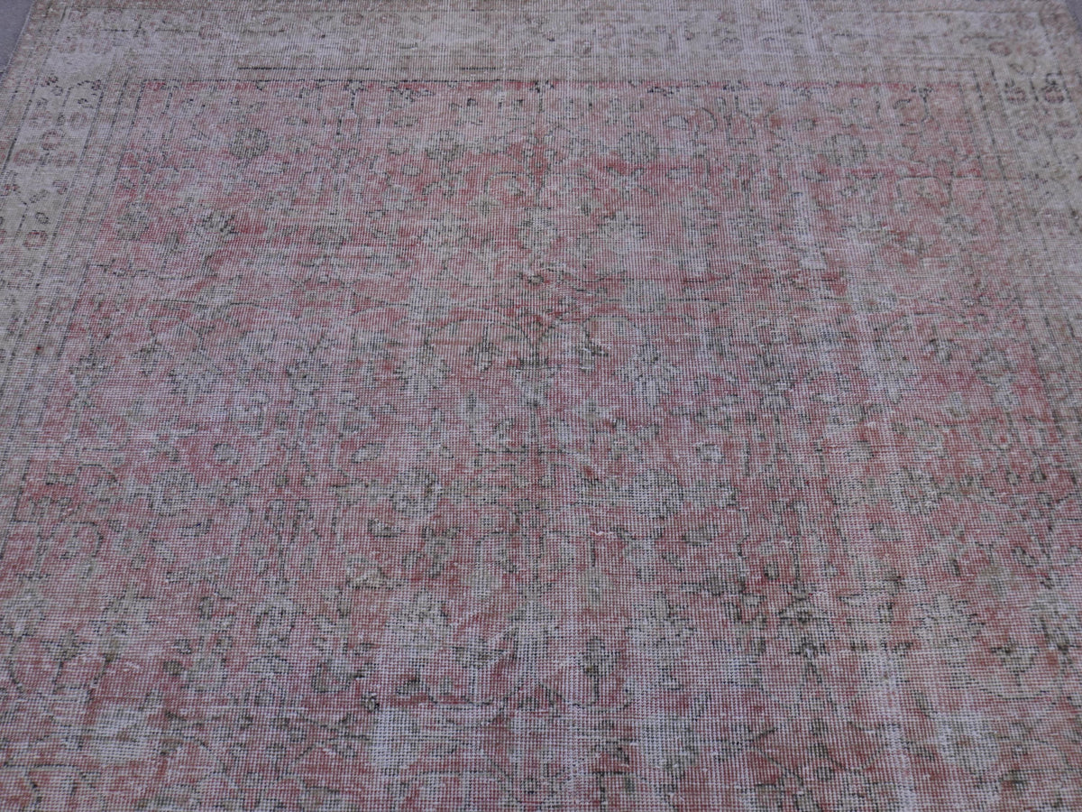 6x10 Turkish Rug, Faded Red Wool, Oriental Home Living Room Decor