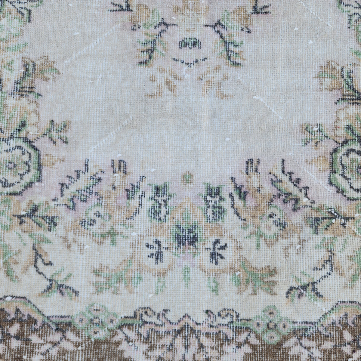 Handwoven Turkish Oushak Rug 3x6: Wool & Cotton Vintage Area Rug