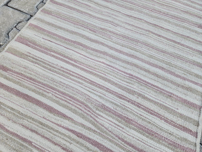 2x11 Hand Knotted Turkish Kilim Runner Rug: Neutral Farmhouse Decor