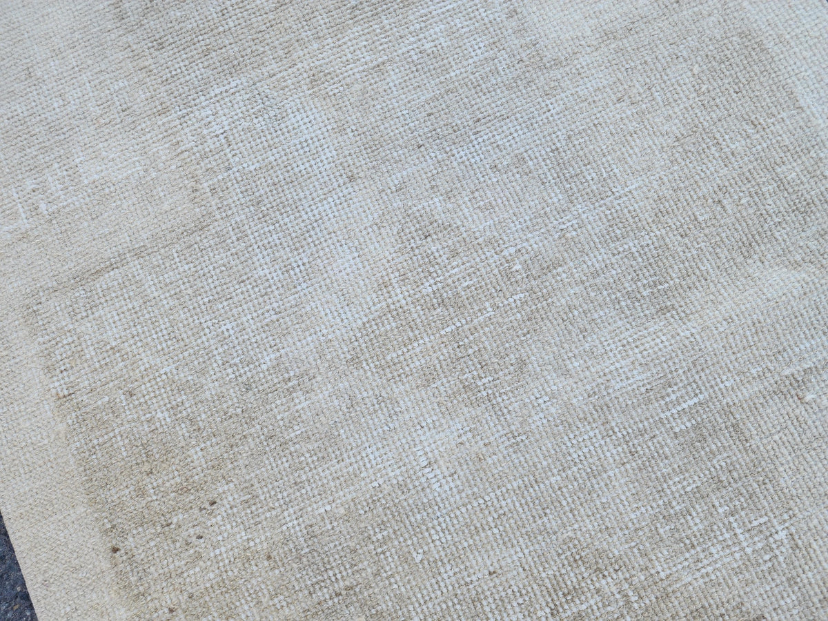 Hand Made Runner Rug 2.7 x 11.4 ft, Turkish Neutral Muted Wool Runner, Kitchen Runner