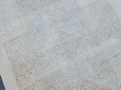 Hand Made Runner Rug 2.7 x 11.4 ft, Turkish Neutral Muted Wool Runner, Kitchen Runner