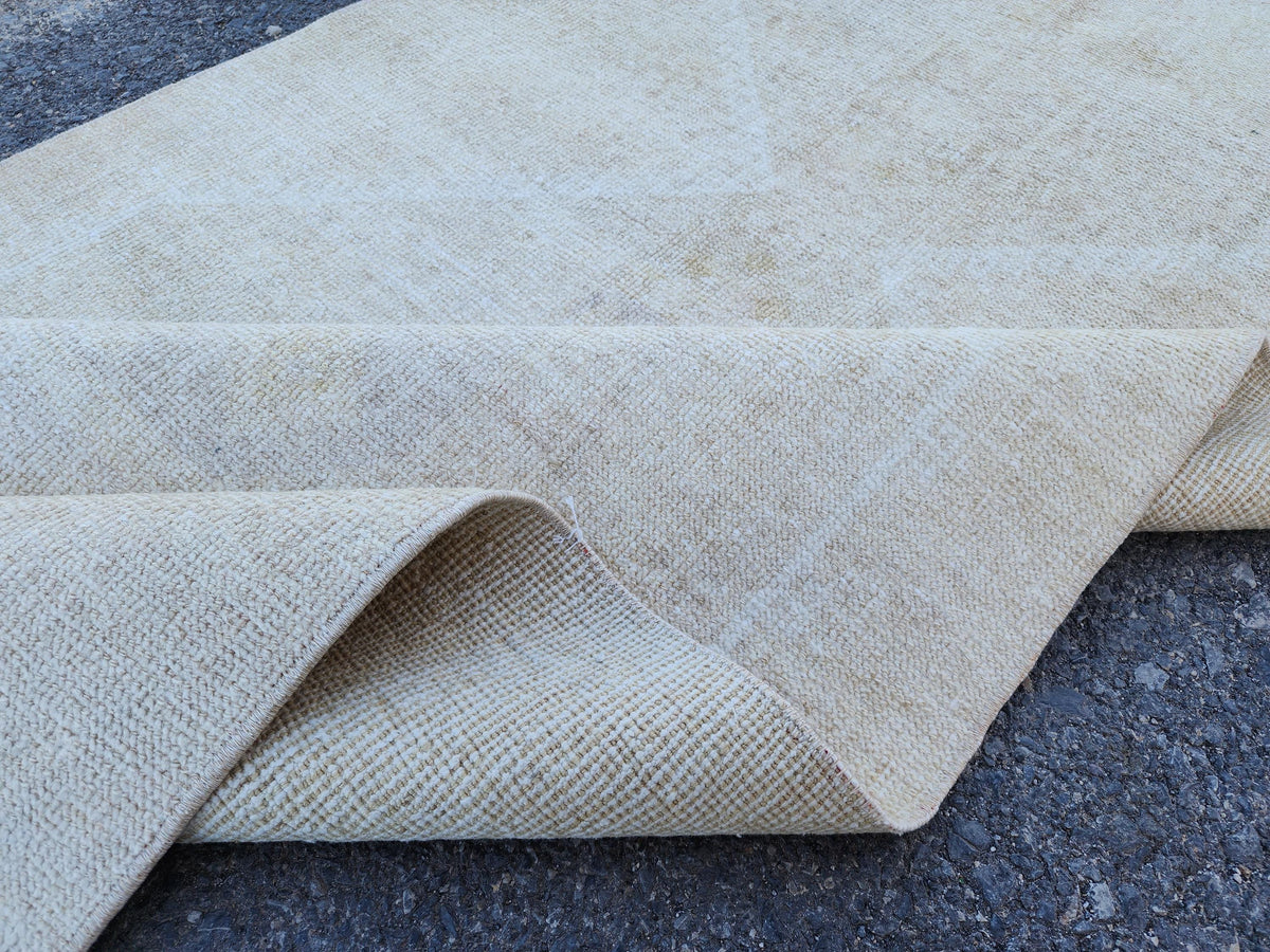 3x10 Neutral Runner Rug, Hand Made Rustic Decor, Oriental Living Room Decor