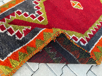 Handwoven Herki Runner Rug: 3x10 Turkish Boho Hallway Decor
