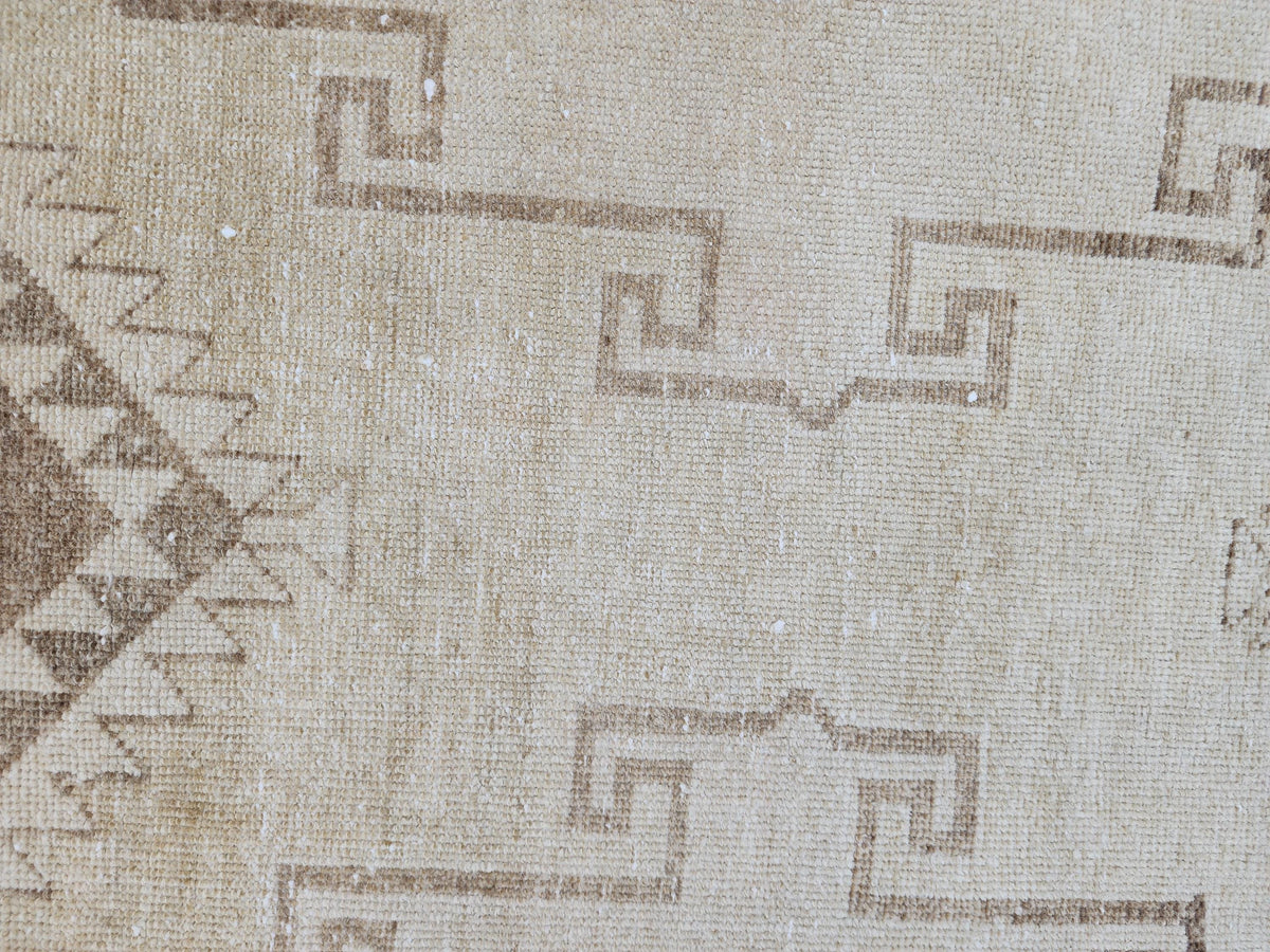 Turkish Neutral Vintage Runner Rug 2.7x12 ft, Carpet For Kitchen Rustic Boho
