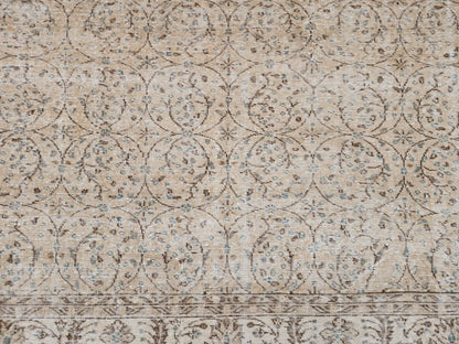 Hand Knotted Wool Rug 6x10: Beige Turkish Oushak Rug