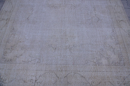 Neutral Area Rug 7x10, Beige Wool Hand Made, Turkish Carpet For Home Decor