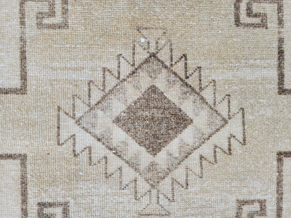 Turkish Neutral Vintage Runner Rug 2.7x12 ft, Carpet For Kitchen Rustic Boho