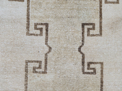 Turkish Neutral Vintage Runner Rug 2.7x12 ft, Carpet For Kitchen Rustic Boho