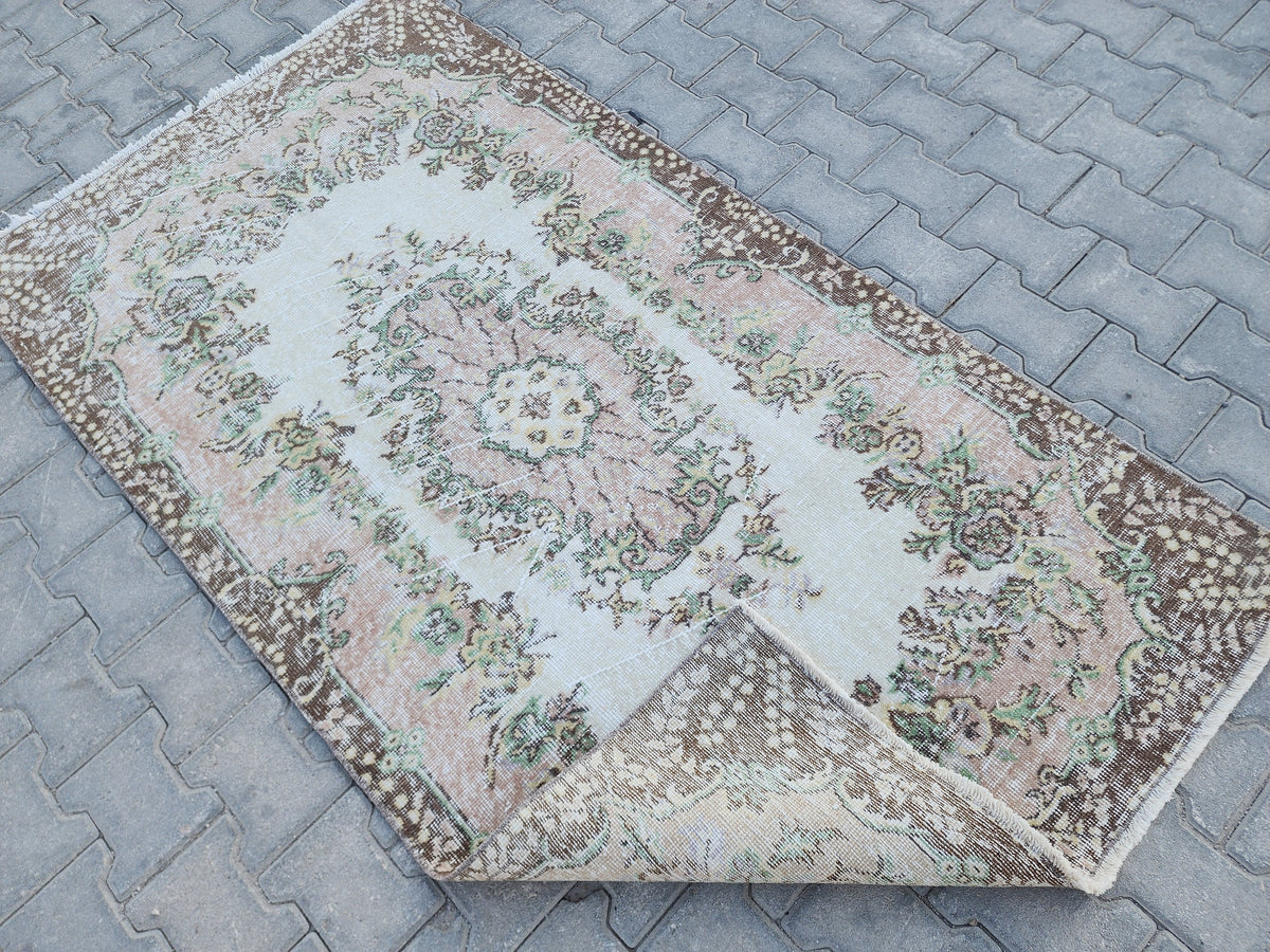 Handwoven Turkish Oushak Rug: 4x7 Wool & Cotton Medallion Rug, Home Rustic Decor