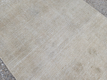 3x11 Neutral Hand-Knotted Turkish Runner Rug, Wool Hallway & Entryway Rug, Rustic Decor