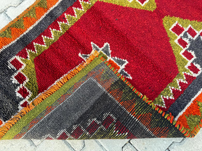 Handwoven Herki Runner Rug: 3x10 Turkish Boho Hallway Decor