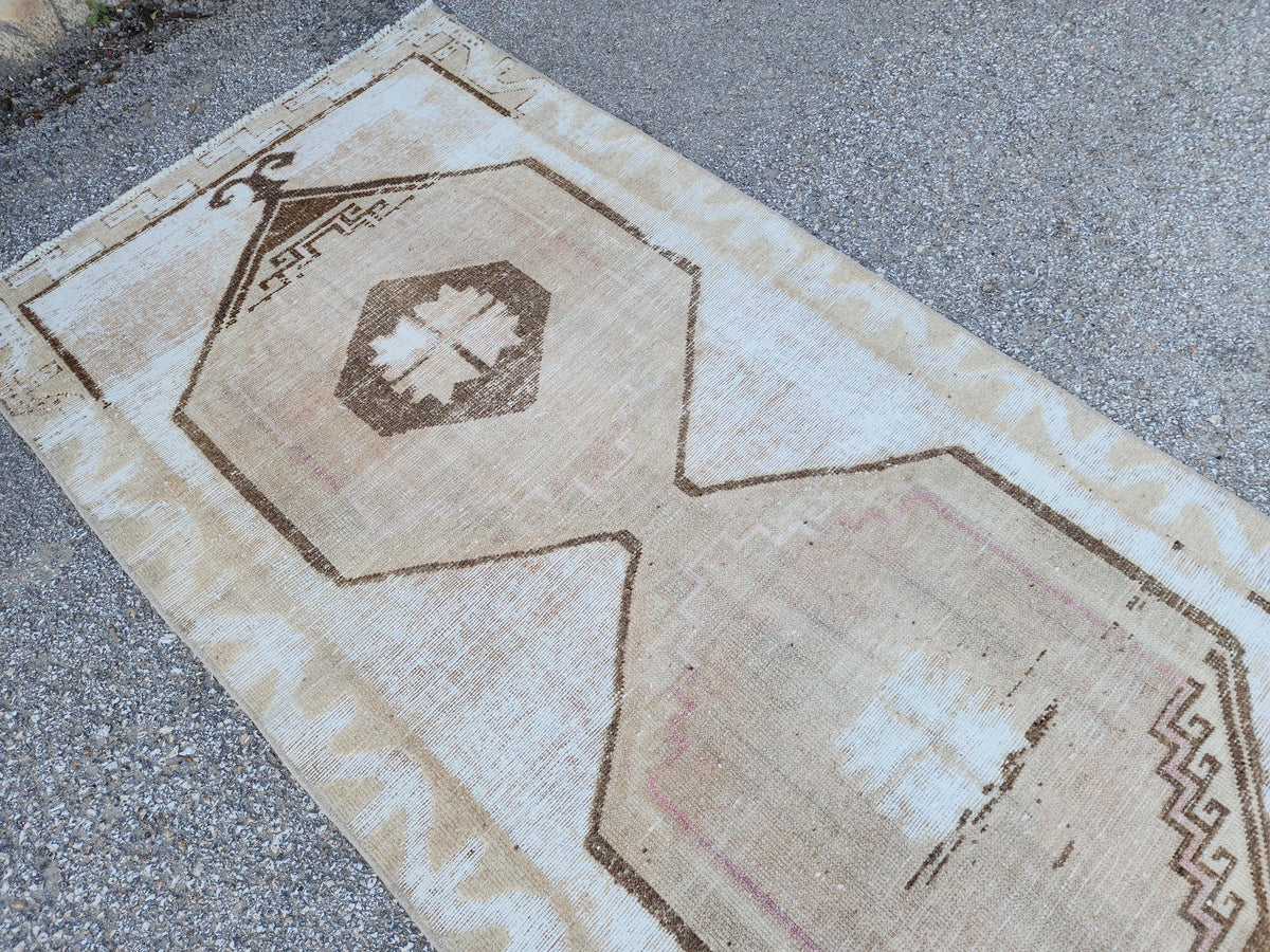 Neutral Runner Rug 3x13: Neutral Boho Hallway Decor, Up Cycled Wool