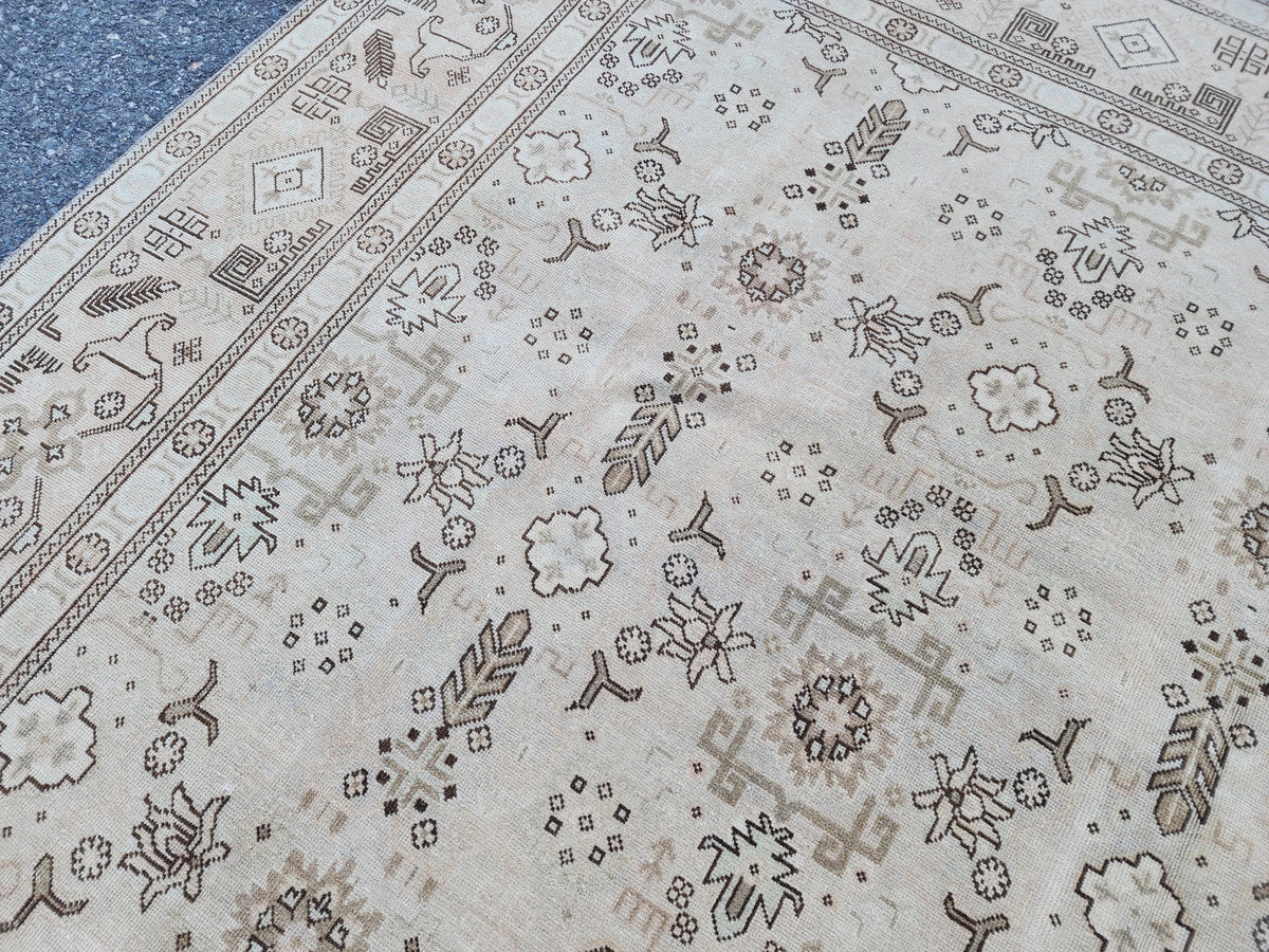 9x12 Neutral Area Rug, Soft Green Wool, Bohemian Living Room Decor