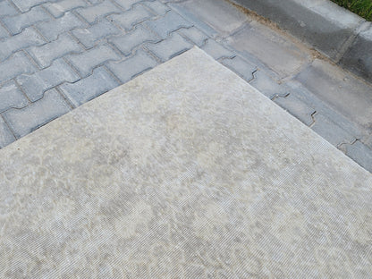 7x10 Neutral Rug, Geometric Design, Turkish Wool hand Made, Living Room Decor