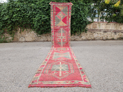 2x13 Herki Long Runner Rug, Hand Knotted Turkish Rug, Bohemian Hallway Decor