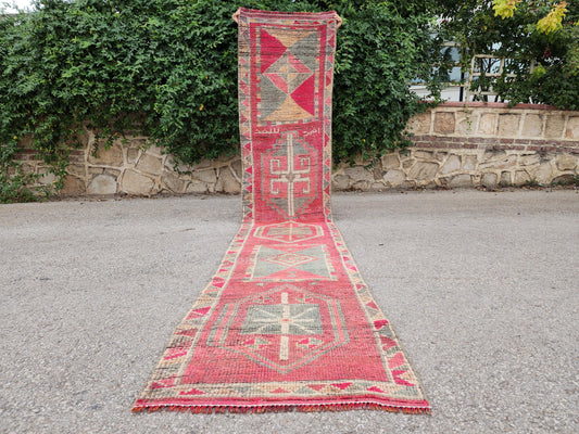 2x13 Herki Long Runner Rug, Hand Knotted Turkish Rug, Bohemian Hallway Decor
