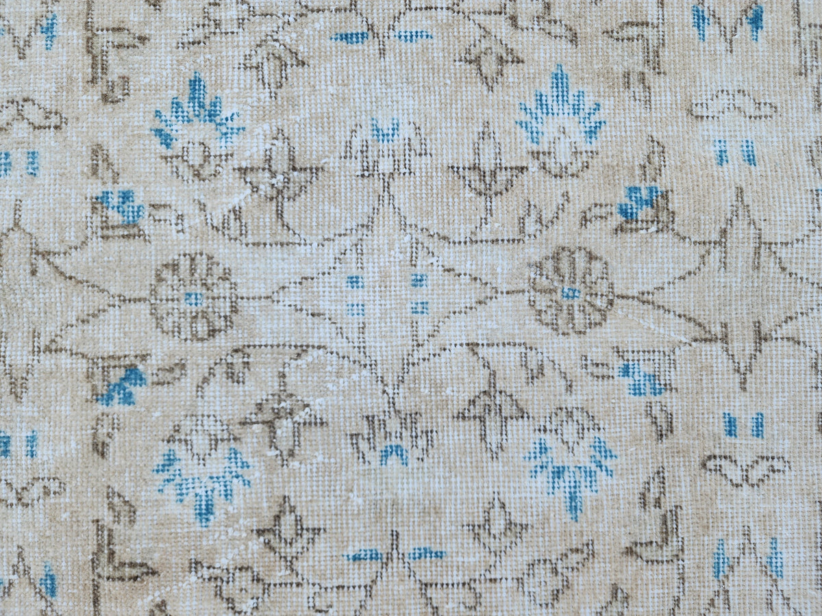 Handwoven Turkish Oushak Rug: 4x7 Neutral Wool & Cotton