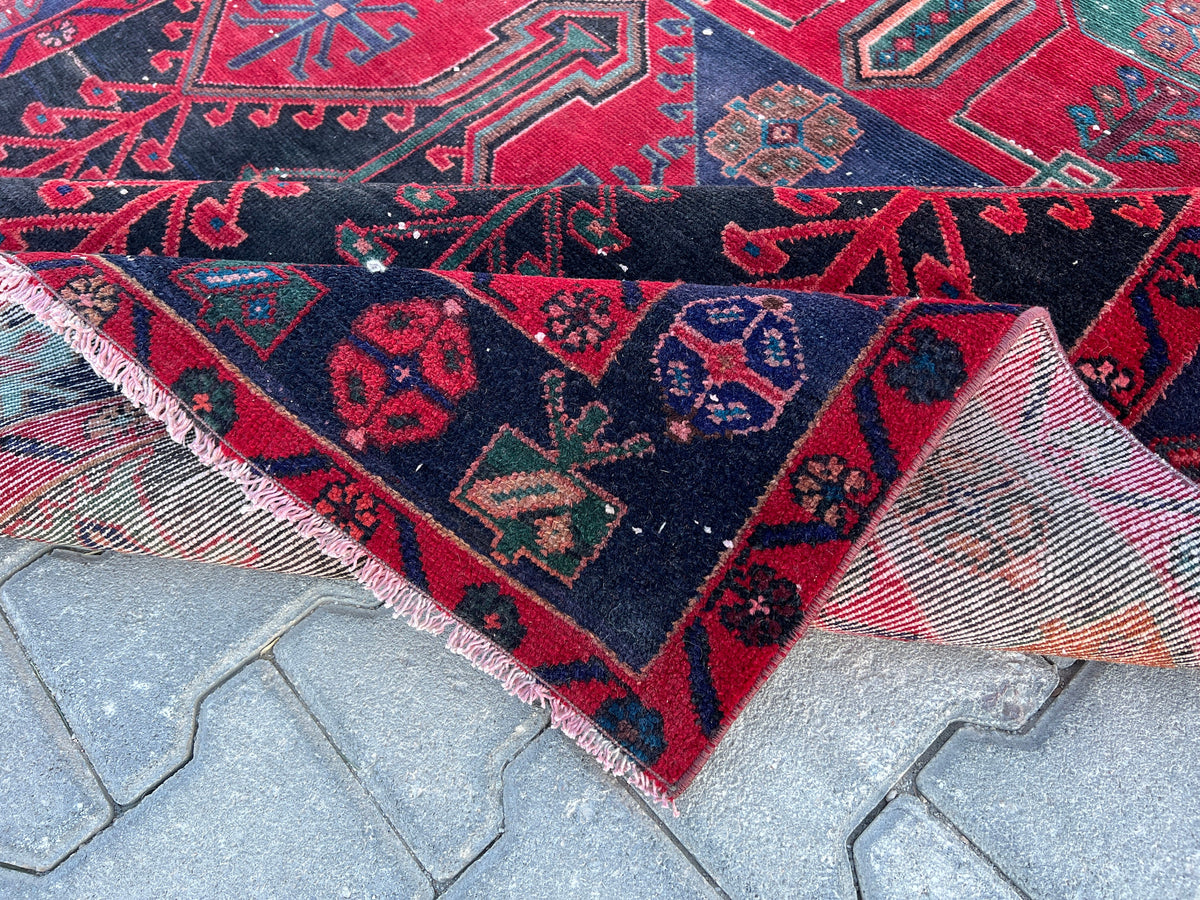 4x8 Wool Heriz Rug: Antique Turkish Area Rug
