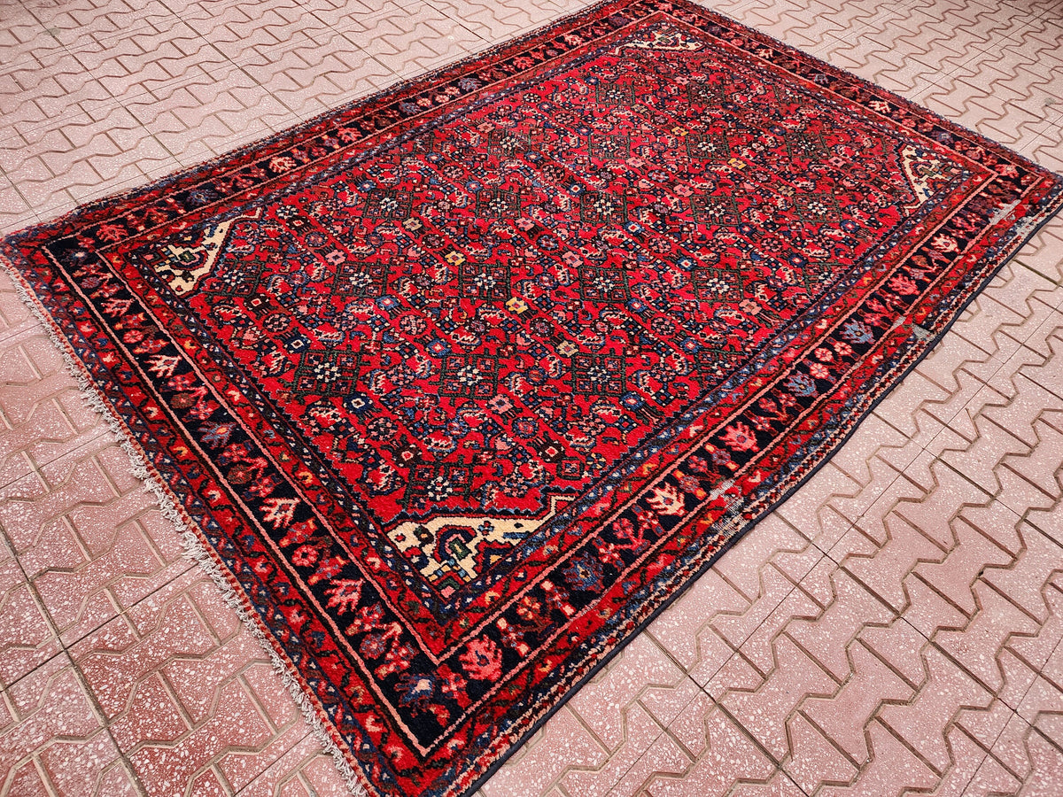 Vintage Oushak Rug 4x6: Handwoven Wool Turkish Rug