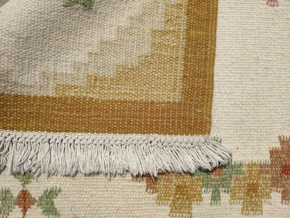 Eclectic Kilim Rug 3x6: Beige Turkish Handmade Rug