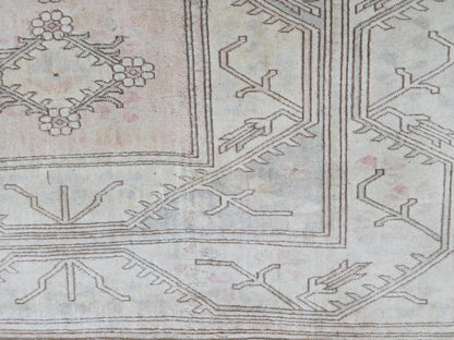Wool Beige Area Rug 7x9, Turkish Hand Made Carpet, Home Living Room Decor