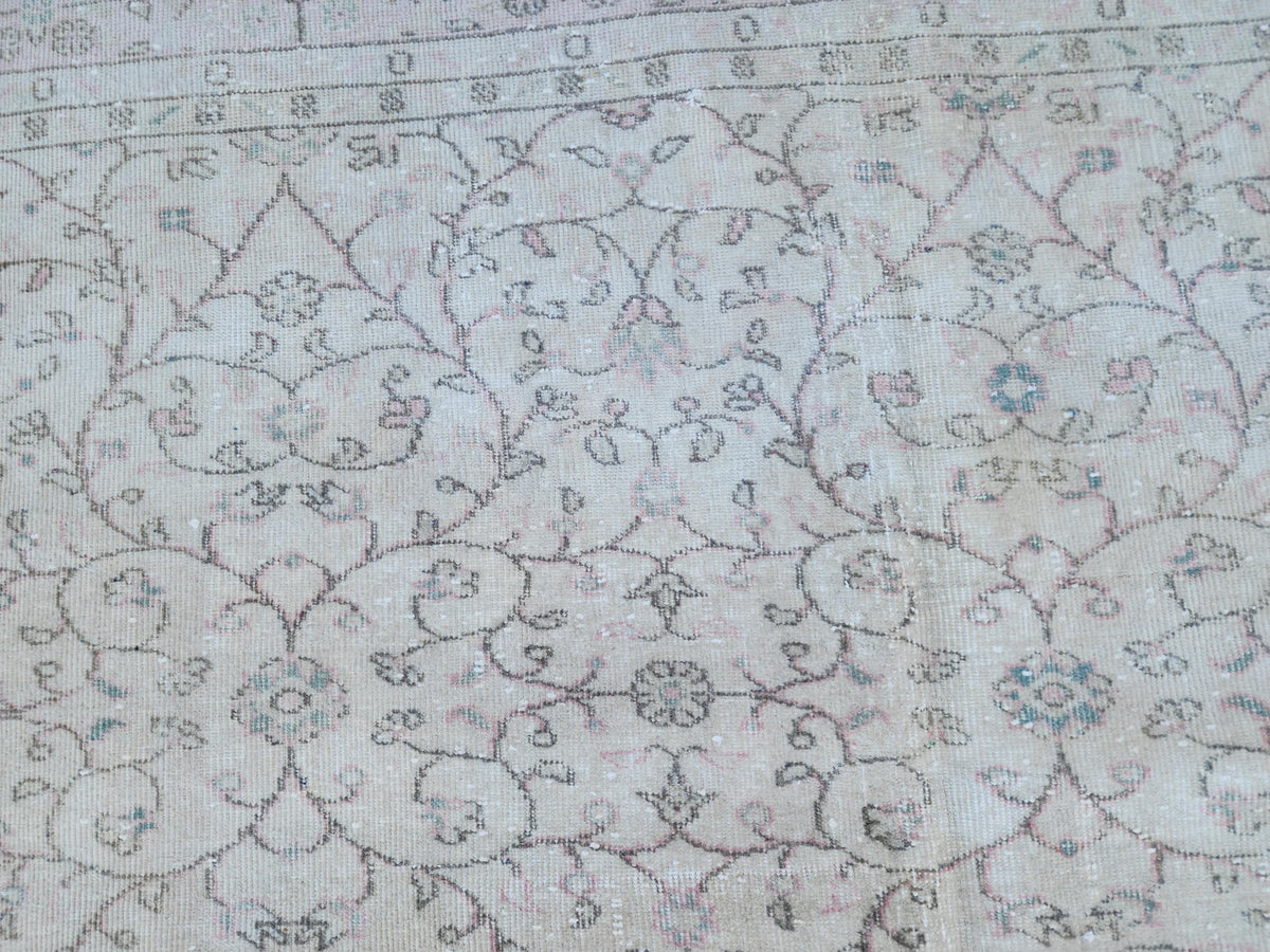 Turkish Oushak Rug 7x11: Wool & Cotton Blend, Muted Area Floral Desgin