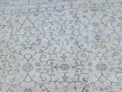 Turkish Oushak Rug 7x11: Wool & Cotton Blend, Muted Area Floral Desgin