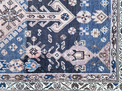 3x9 Antique Navy Blue Runner: Hand Knotted, Hallway Authentic Decor