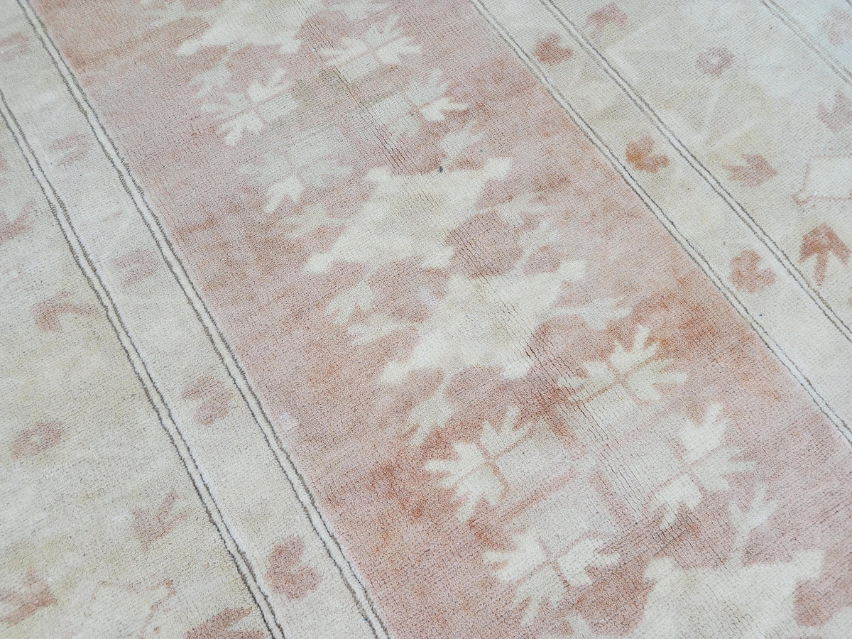 Oushak Rug 6x9, Hand Knotted Wool Turkish Carpet, Dining Room Boho Decor