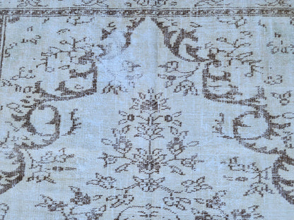 6x9 Turkish Area Rug, White and Brown Hand Knotted, Living Room Rustic Decor