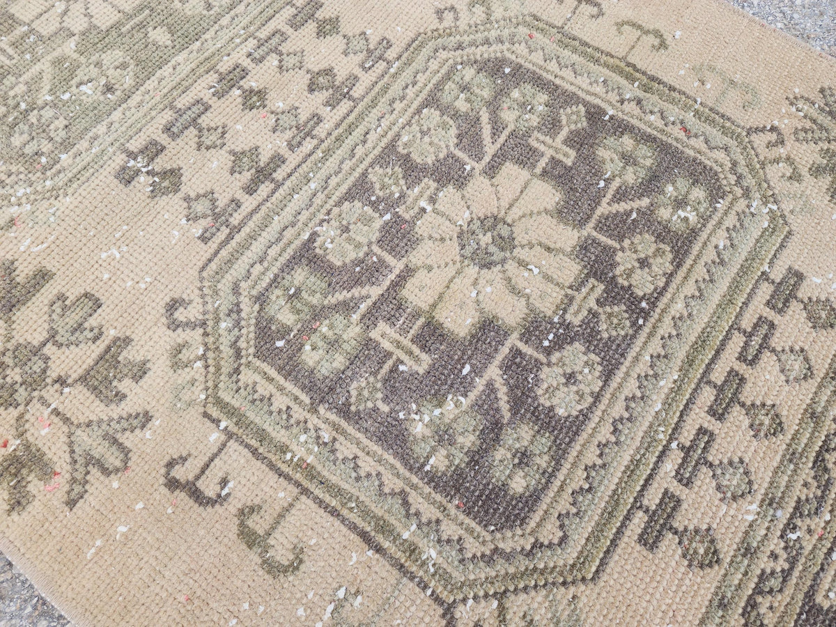 Hallway Runner Rug 2x11 Turkish Hand Made Brown Wool Carpet, Kitchen Area Decor