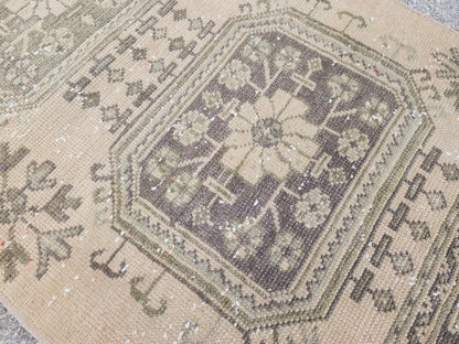 Hallway Runner Rug 2x11 Turkish Hand Made Brown Wool Carpet, Kitchen Area Decor