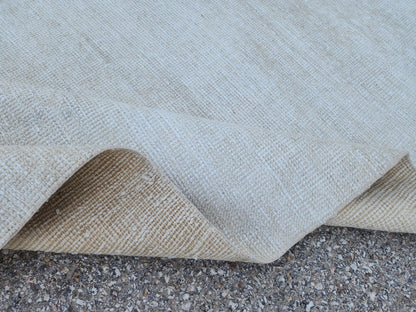 Ivory Wool Runner Rug 3x11: Hand Knotted Turkish Up Cycled Wool, Hallway Decor