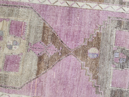 3x10 Neutral Wool Rug, Turkish Malatya Hand Knotted Runner, Kitchen Brown Carpet