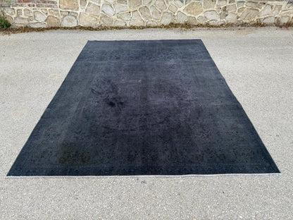 Oriental Gray Area Rug 8×10, Vintage Hand Woven Wool Traditional Carpet