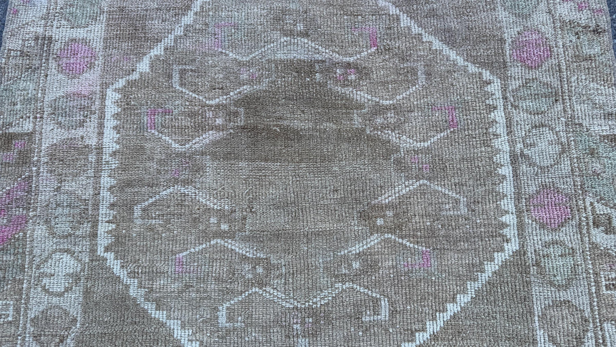 4x8 Kars Wool Runner Rug, Hand Knotted Rustic Decor, Beige and Brown